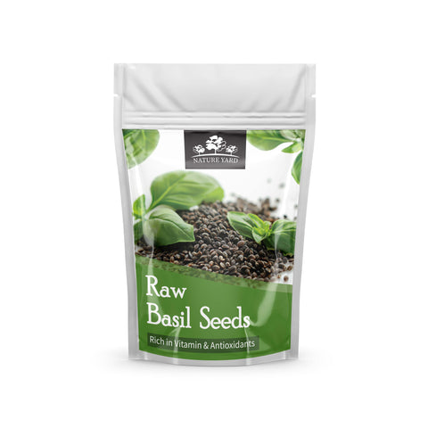 NATURE YARD Organic Basil Seeds / Tukmariya seed / Sabja seeds for Eating - Helps in Weight Management