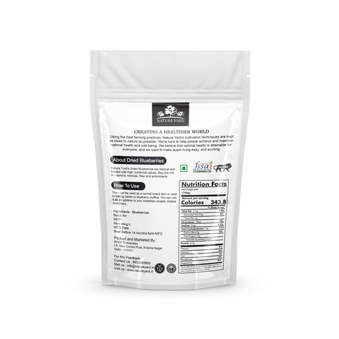 NATURE YARD Blueberry Dried Without Sugar - Seedless Whole Organic Blueberries | No Added Refined Sugar - Rich in Antioxidants Healthy Snack