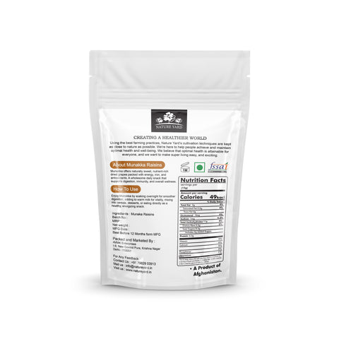 NATURE YARD Premium Afghan Munakka Raisins Abjosh - Organic Nuts Dry Fruits Kishmish/Kismis/Raisin | No Added Artifical Sugar | Healthy & Naturally For Snack & Gifting