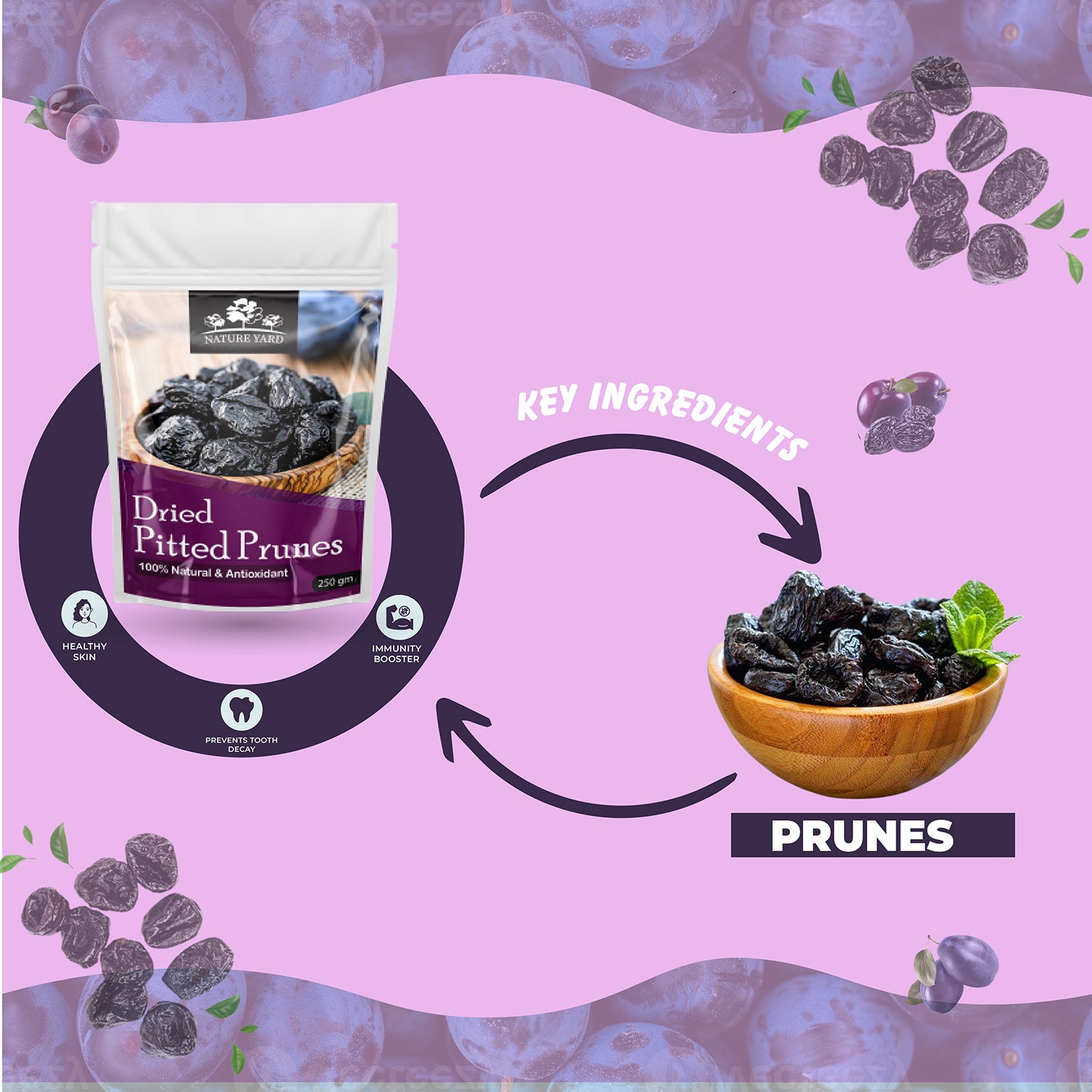 NATURE YARD Pitted Prunes Dry fruit 100 natural & Unsweetened Dried